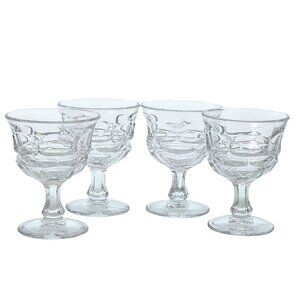 4 Fostoria Argus Champagne Coupes Goblets 5" vtg 1970s glass midcentury